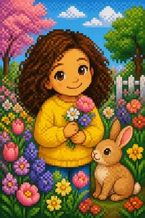 A children's bedtime story illustration in the Pixel art style