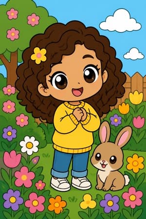A children's bedtime story illustration in the Chibi & kawaii style