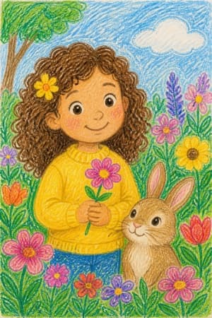 A children's bedtime story illustration in the Crayon drawing style