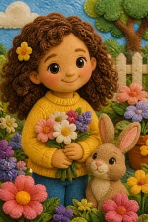 A children's bedtime story illustration in the Felt craft style