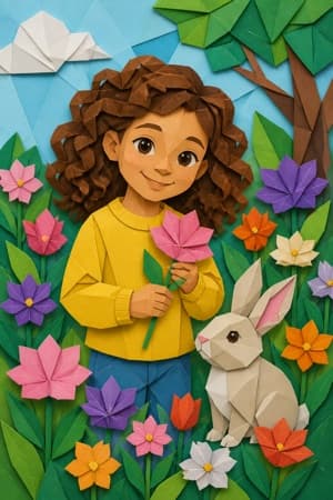 A children's bedtime story illustration in the Origami style