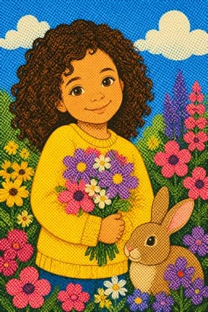 A children's bedtime story illustration in the Pop art style